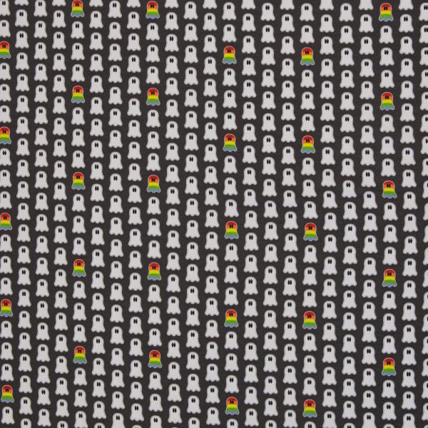 Baumwolljersey kleine Geister auf Anthrazit von Cherry Picking by Swafing